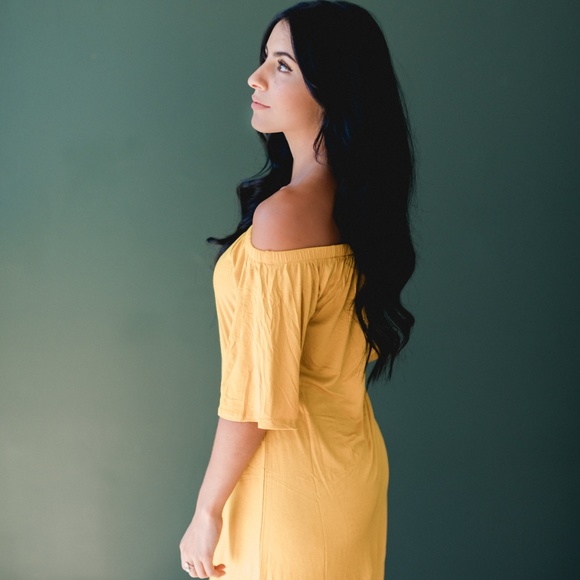 Yellow Off Shoulder Dress - Picture 3 of 3